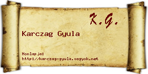 Karczag Gyula névjegykártya